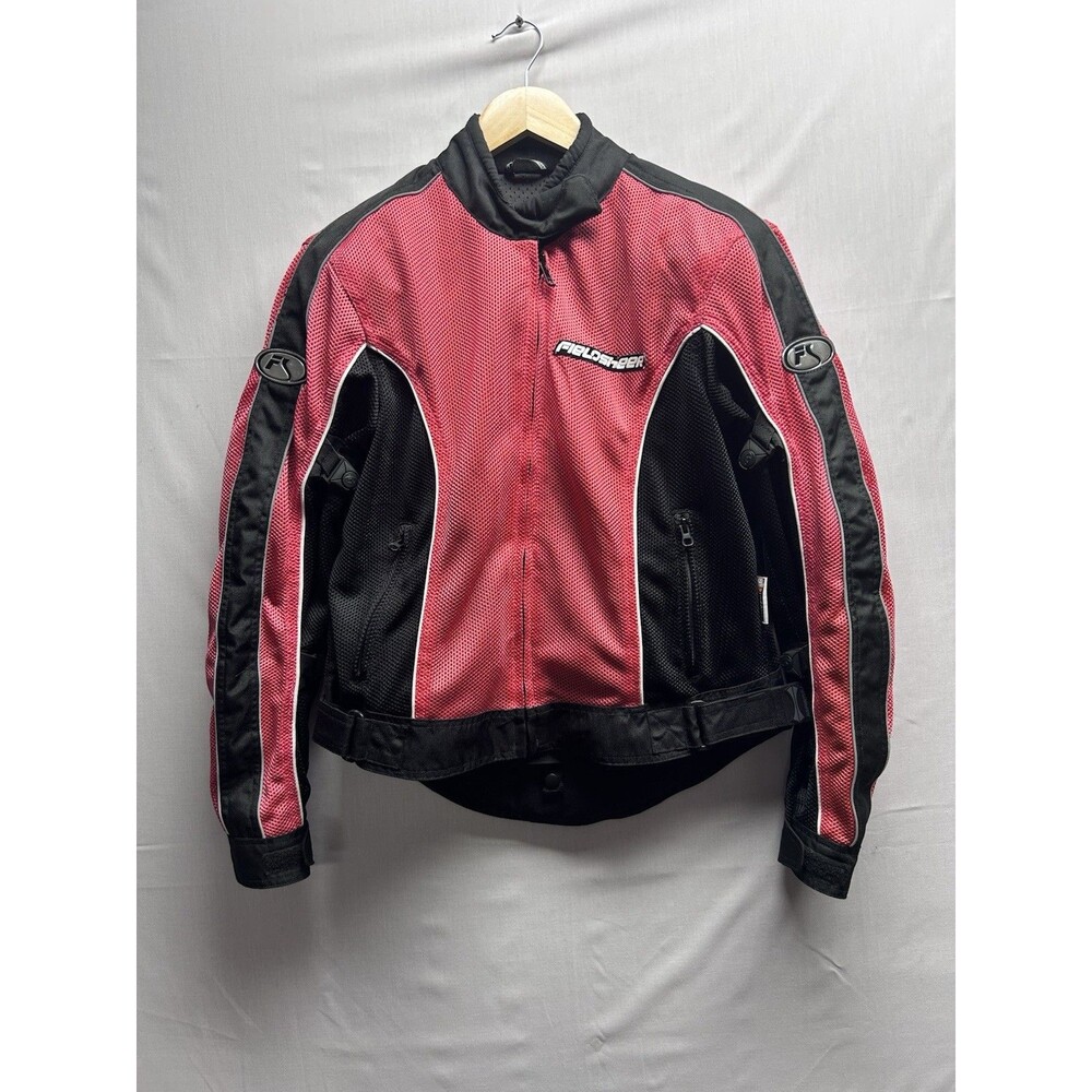 Fieldsheer Women’s 10 Red Armored Motorcycle Jacket Padded Mesh